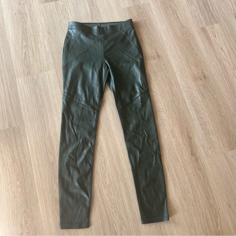 Free People Moss Green Vegan Leather Leggings Pants Size 24